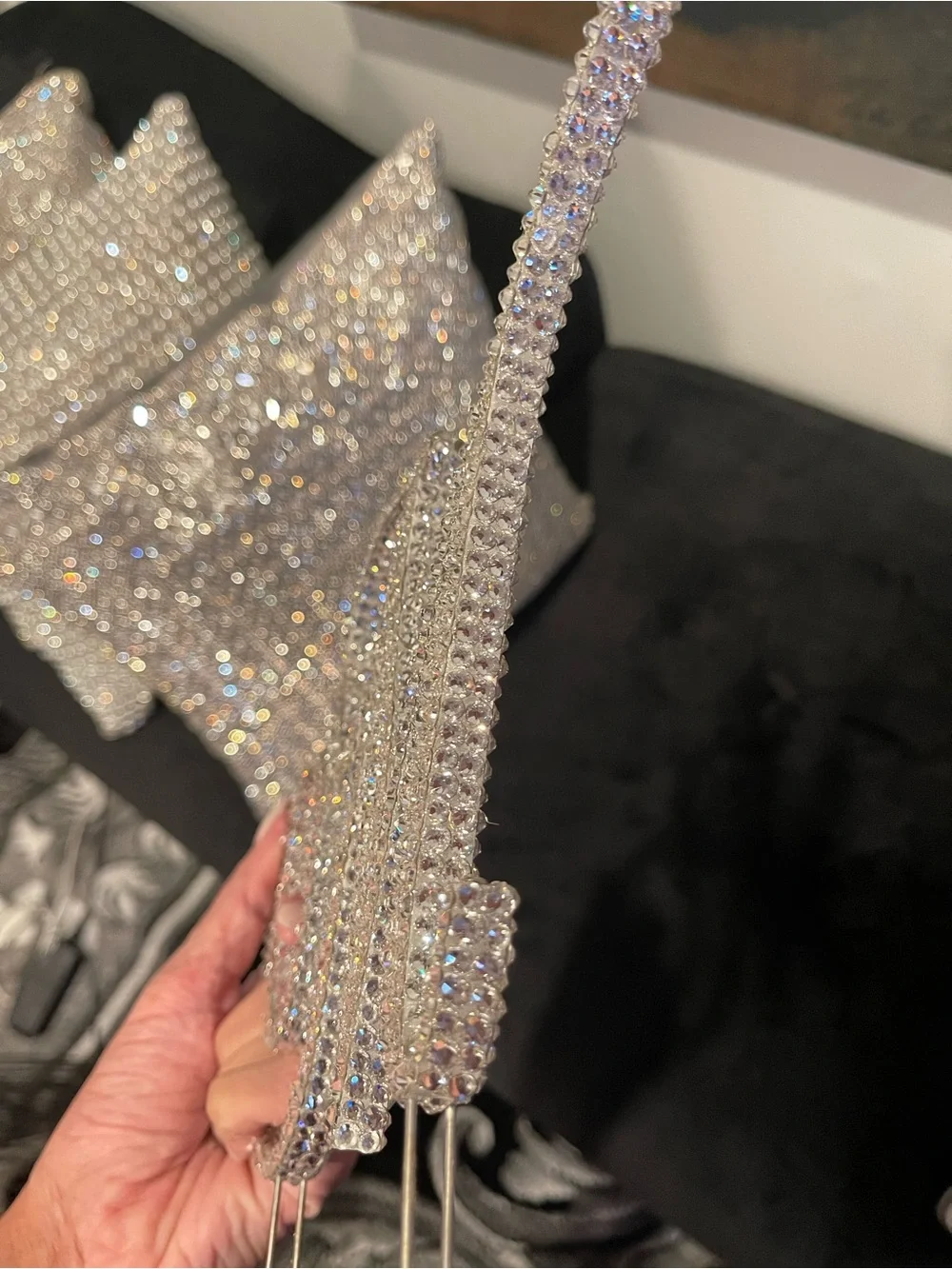 Rhinestone Letter M Cake Topper - Silver Sparkles